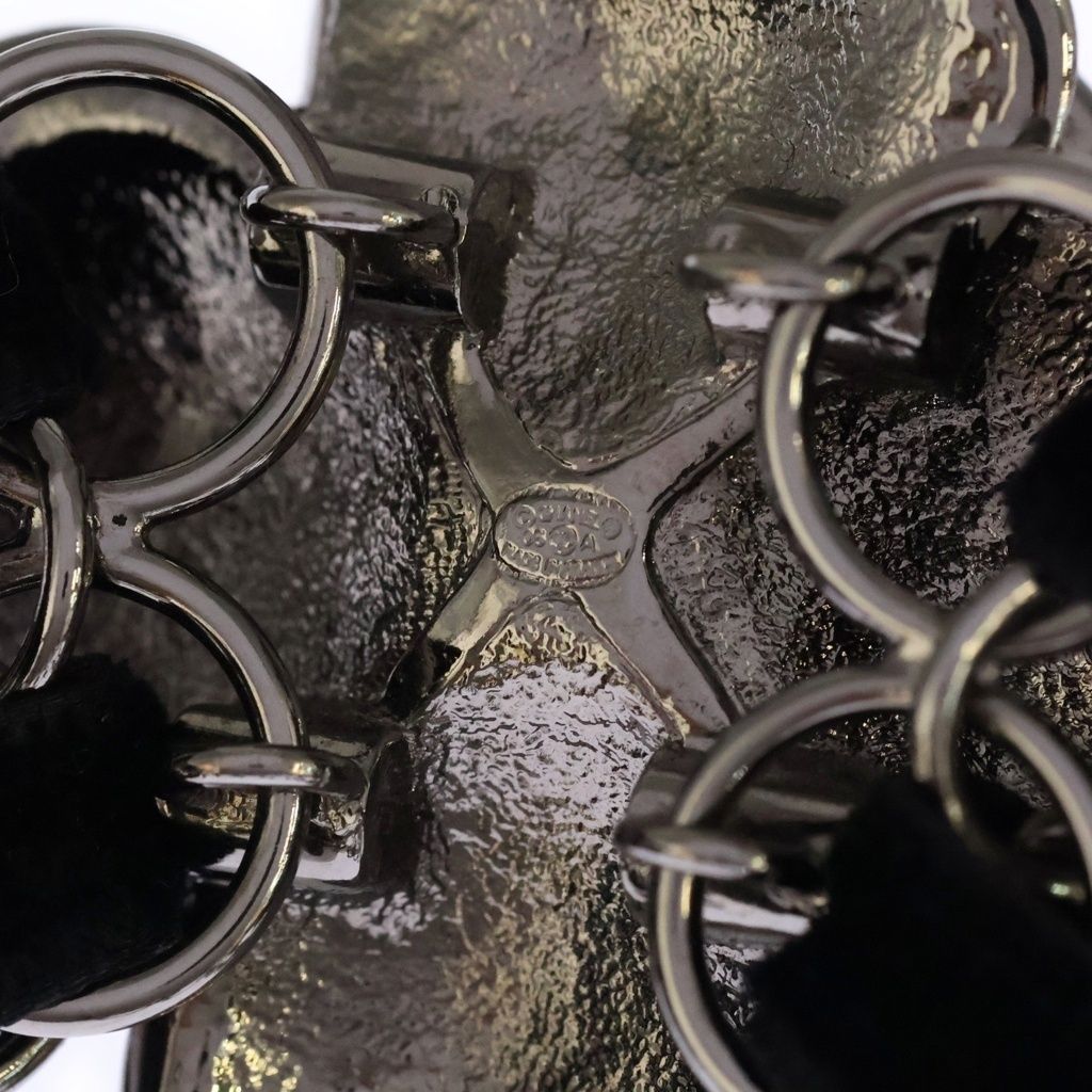 Chanel Camellia CC Logo Velour Chain Bracelet Black Silver — view 5