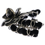 Chanel Camellia CC Logo Velour Chain Bracelet Black Silver — view 4