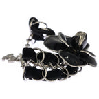 Chanel Camellia CC Logo Velour Chain Bracelet Black Silver — view 3
