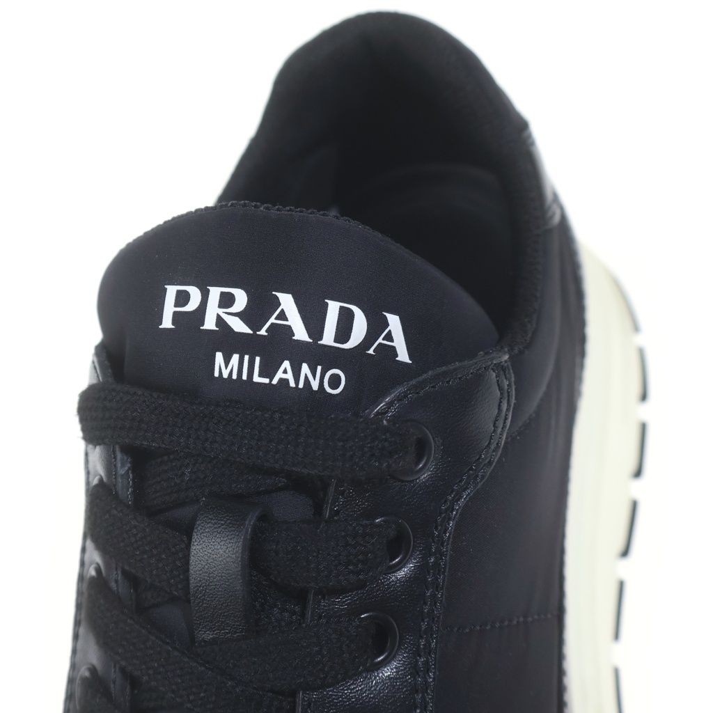Prada Leather Tessuto Sneakers White Black 6 — view 6