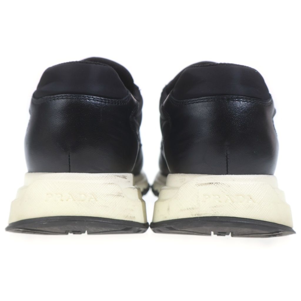Prada Leather Tessuto Sneakers White Black 6 — view 3