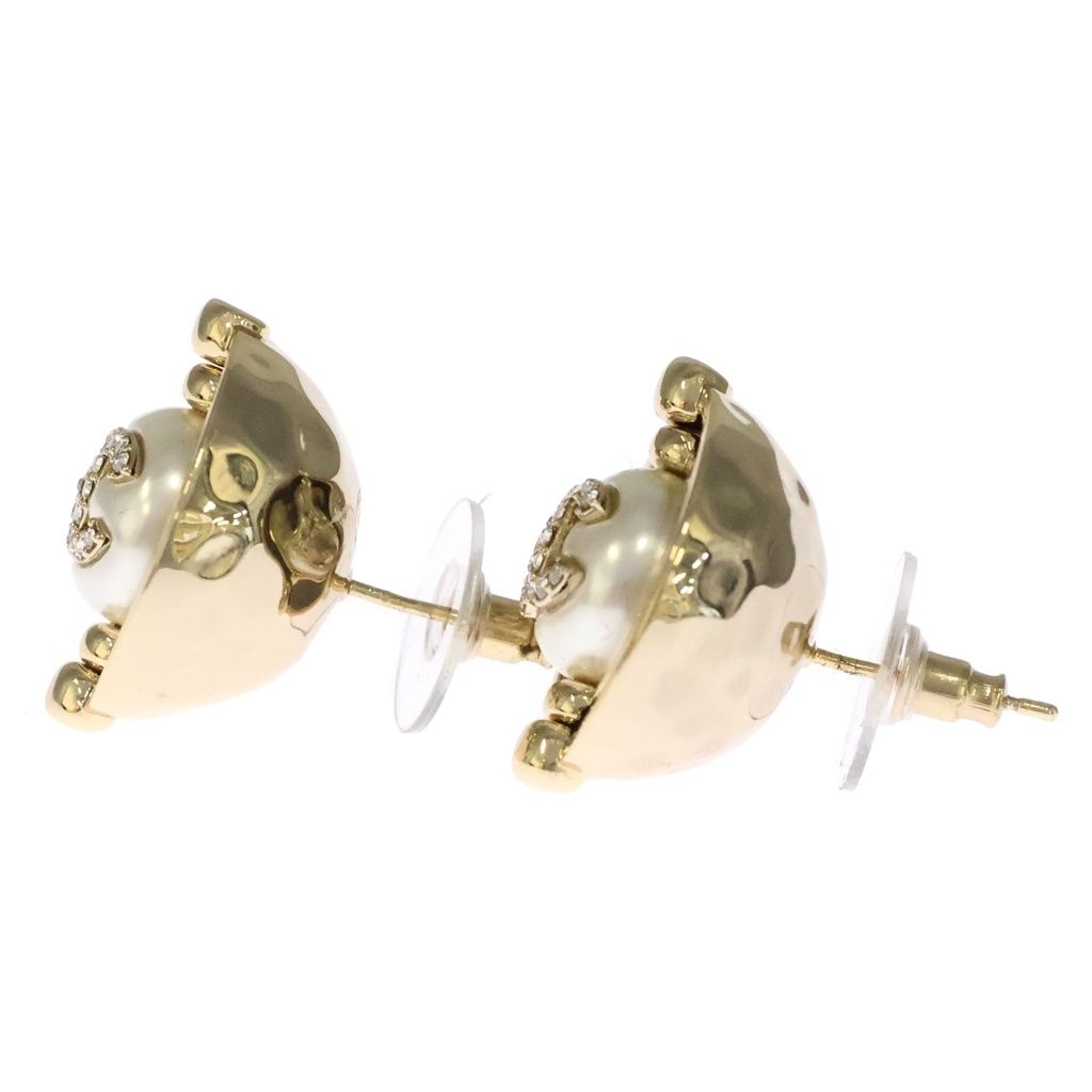 Chanel CC Logo Faux Pearl Rhinestone 24k Earrings Gold White — view 4