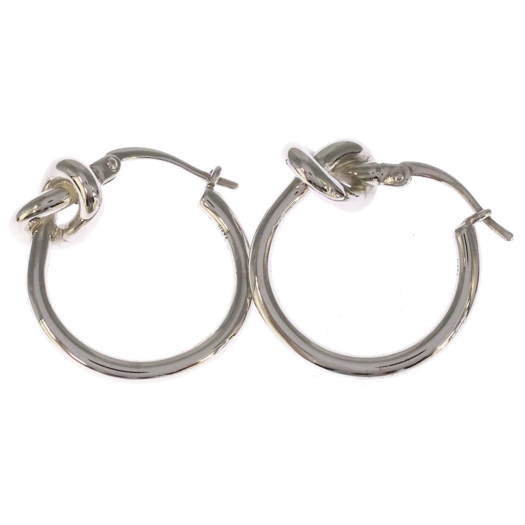 Celine Knot Small Hoop Earrings Silver — view 3