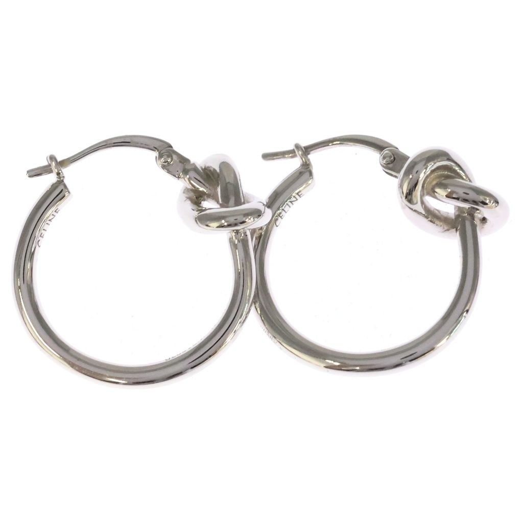 Celine Knot Small Hoop Earrings Silver — view 4