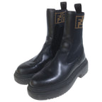 Fendi Domino Biker Boots Long Chelsea Zucca Pattern Black Brown — view 2