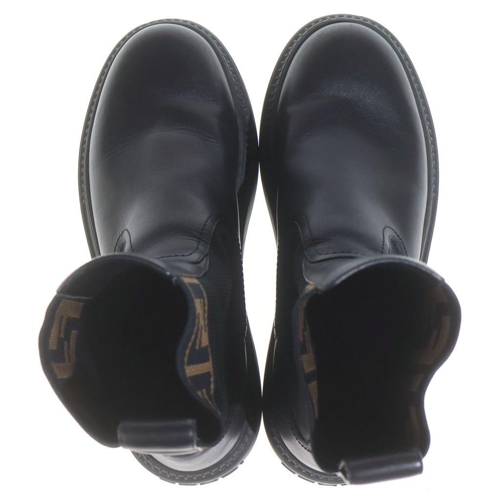 Fendi Domino Biker Boots Long Chelsea Zucca Pattern Black Brown — view 4
