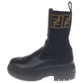 Fendi Domino Biker Boots Long Chelsea Zucca Pattern Black Brown