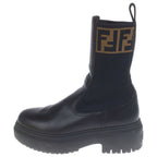 Fendi Domino Biker Boots Long Chelsea Zucca Pattern Black Brown