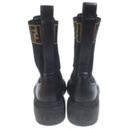 Fendi Domino Biker Boots Long Chelsea Zucca Pattern Black Brown — view 3