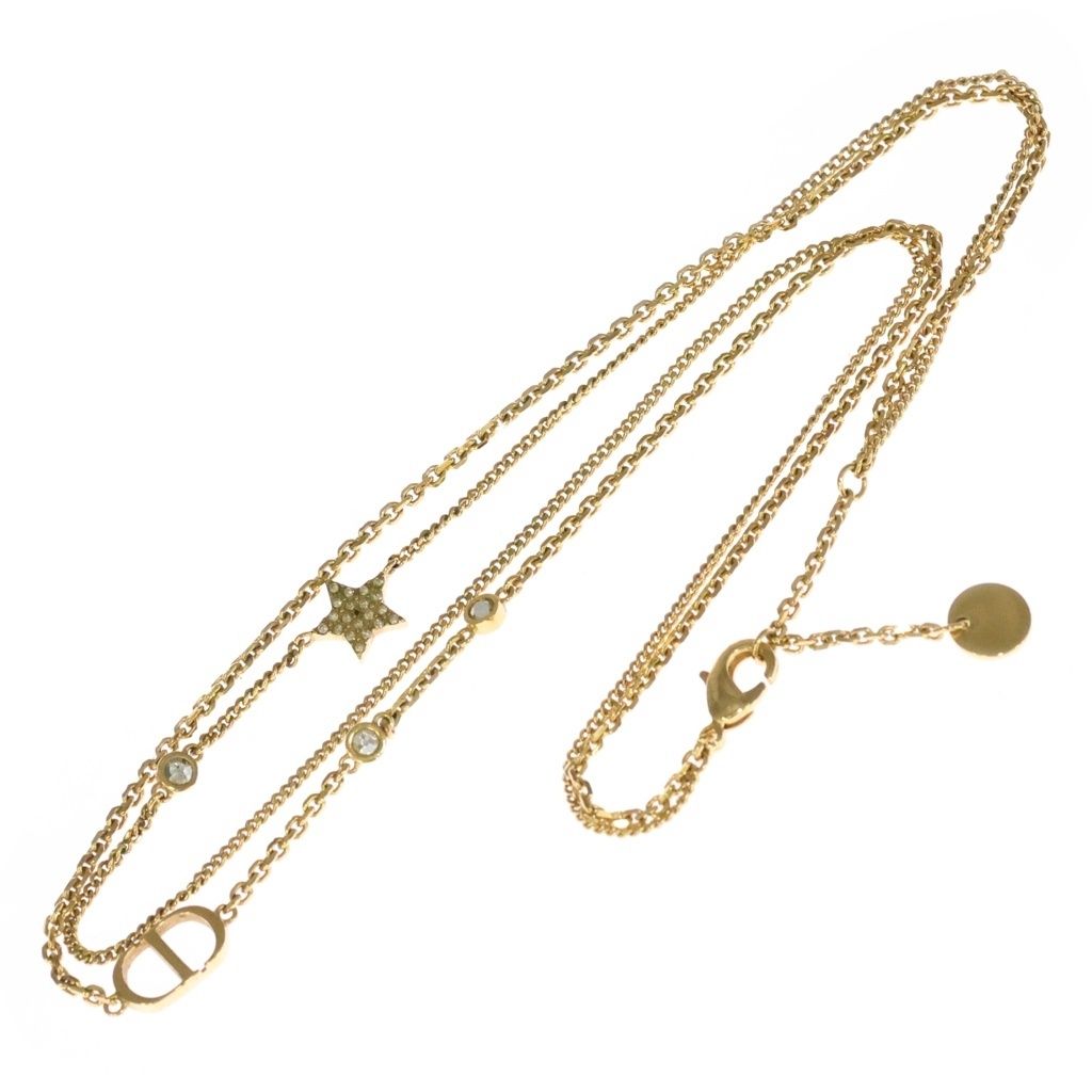 Dior Petit CD Double Necklace Logo Star Chain Gold — view 2