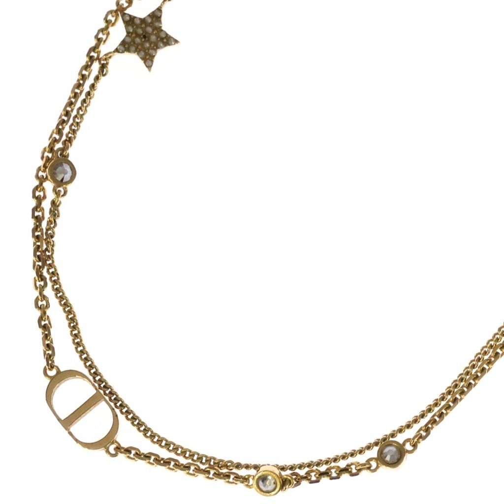 Dior Petit CD Double Necklace Logo Star Chain Gold