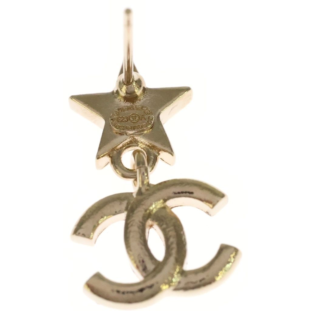Chanel CC Logo Star Rhinestone Earrings Gold — view 5