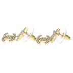 Chanel CC Logo Star Rhinestone Earrings Gold — view 4