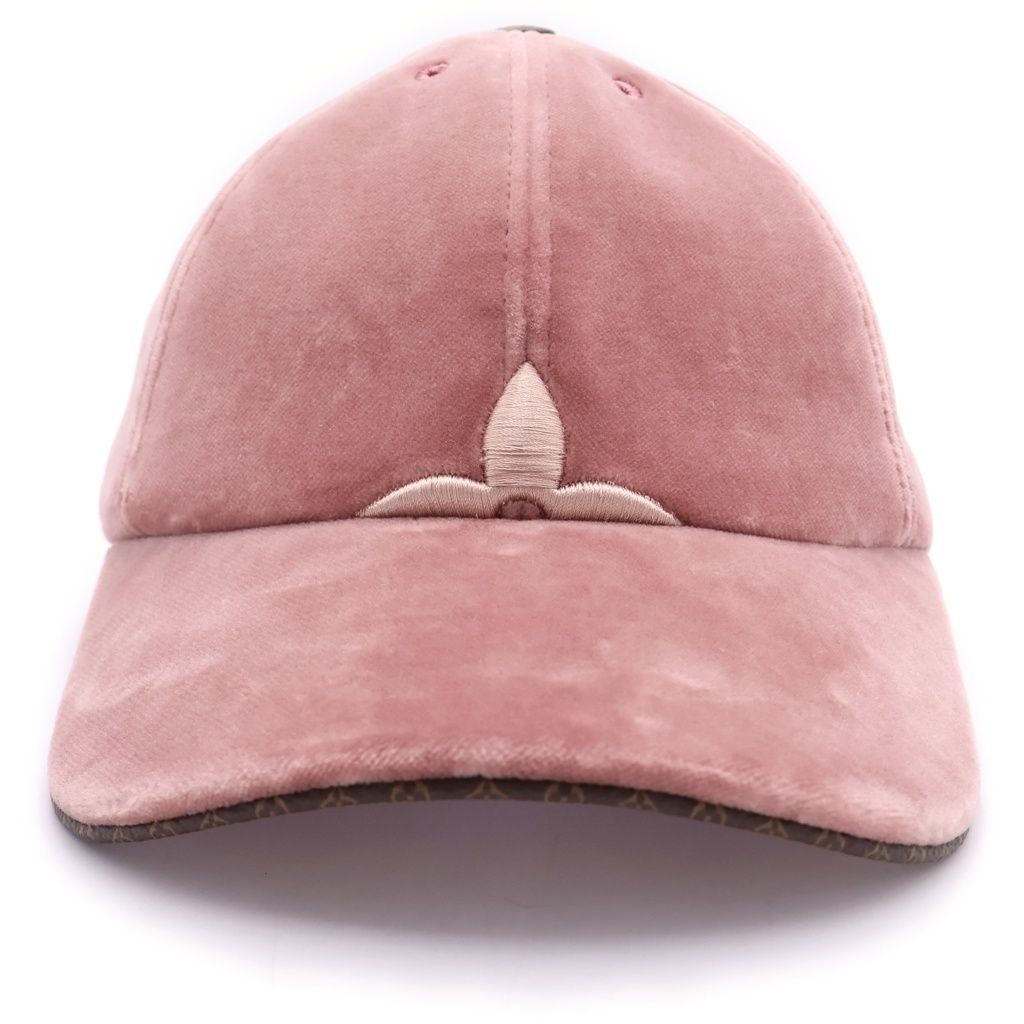 Louis Vuitton LV Touch Velour Monogram Flower Embroidery Baseball Cap Hat Pink — view 4
