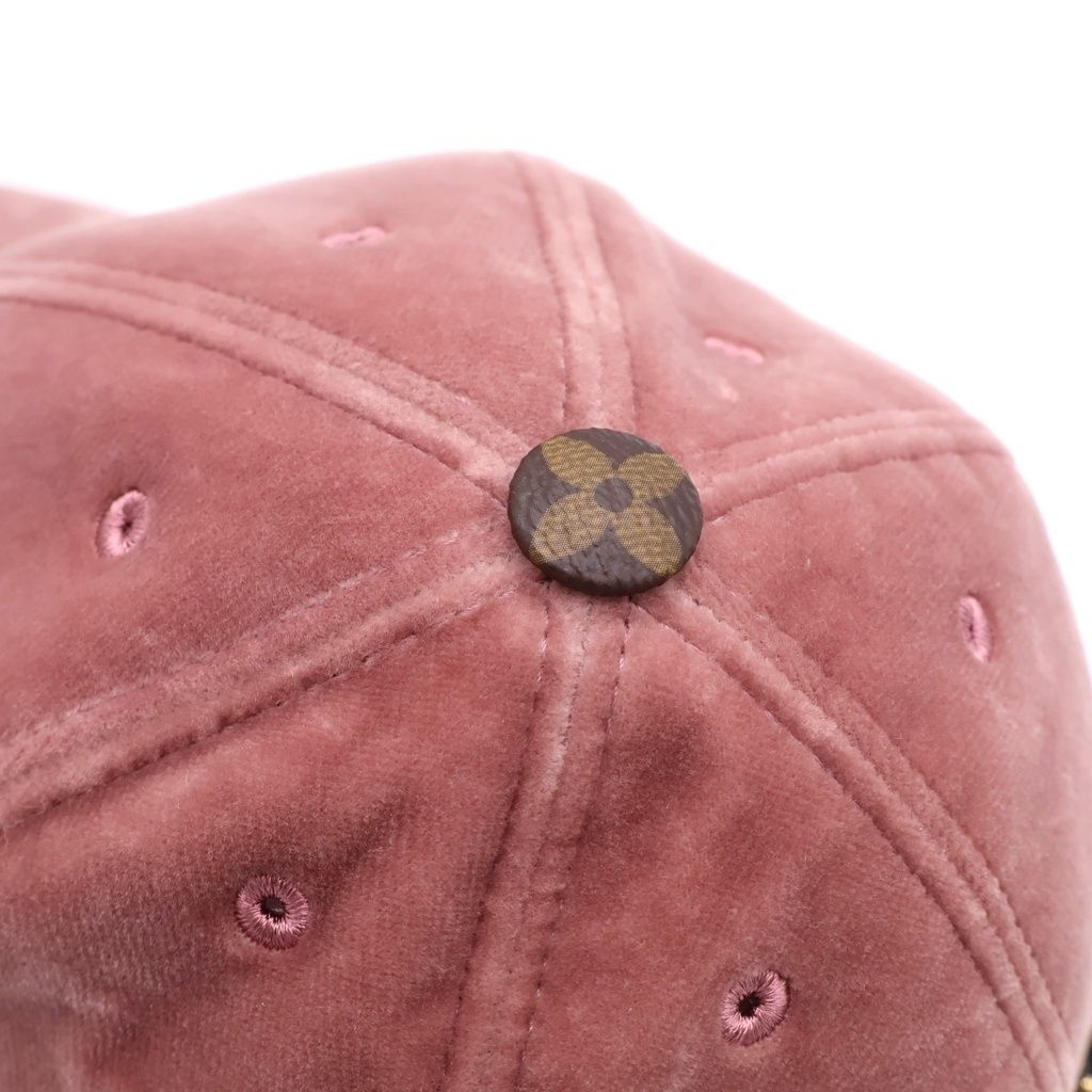 Louis Vuitton LV Touch Velour Monogram Flower Embroidery Baseball Cap Hat Pink — view 6