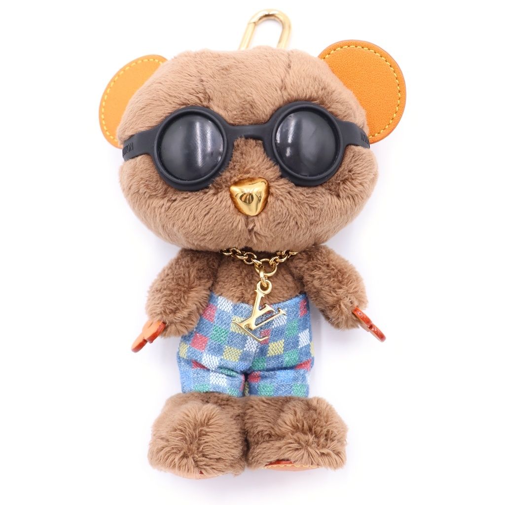 Louis Vuitton LV Bear Bag Charm Key Holder Brown Gold