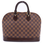 Louis Vuitton Damier Alma PM Handbag Brown Leather Gold