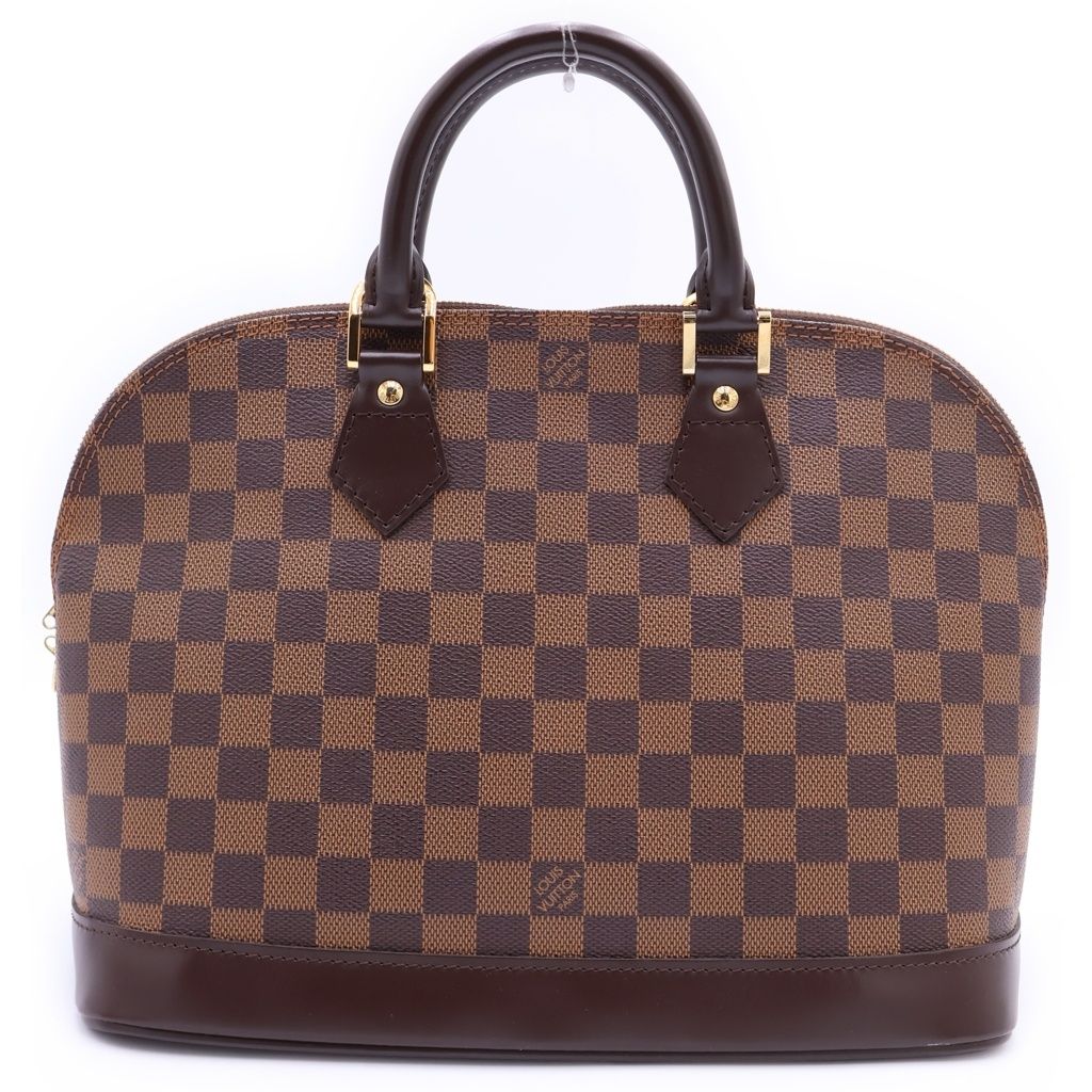 Louis Vuitton Damier Alma PM Handbag Brown Leather Gold