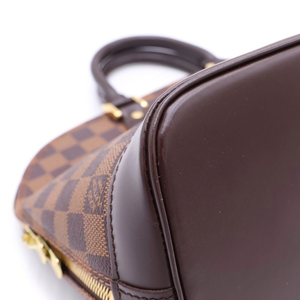 Louis Vuitton Damier Alma PM Handbag Brown Leather Gold — view 6