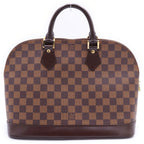 Louis Vuitton Damier Alma PM Handbag Brown Leather Gold — view 2
