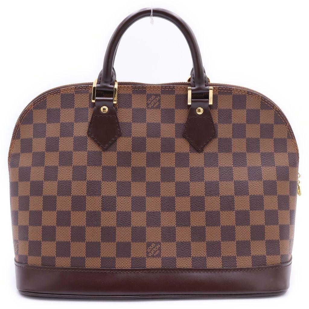 Louis Vuitton Damier Alma PM Handbag Brown Leather Gold — view 2