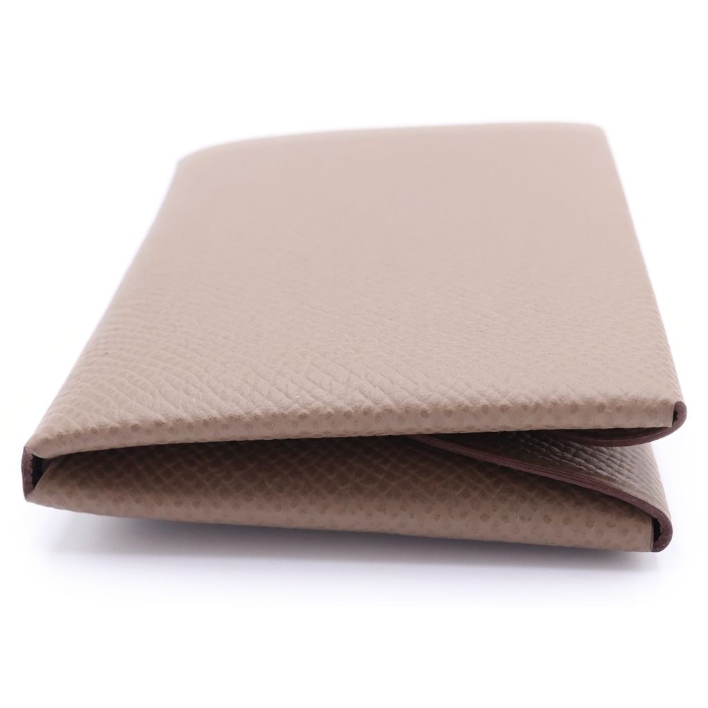 Hermes Calvi Duo Etoupe Epsom Coin Case Mini Wallet Gray Ju Brown Leather — view 3