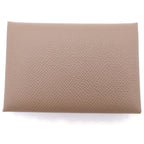 Hermes Calvi Duo Etoupe Epsom Coin Case Mini Wallet Gray Ju Brown Leather — view 2