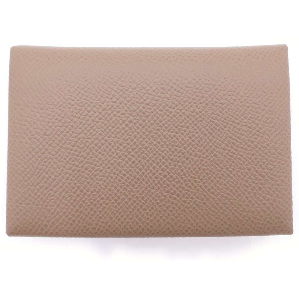 Hermes Calvi Duo Etoupe Epsom Coin Case Mini Wallet Gray Ju Brown Leather