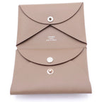 Hermes Calvi Duo Etoupe Epsom Coin Case Mini Wallet Gray Ju Brown Leather — view 4