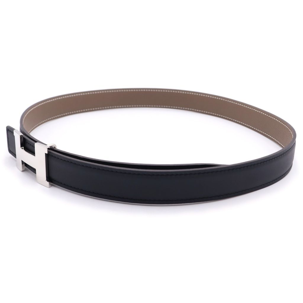 Hermes Constance Belt Reversible Black Etoupe Silver