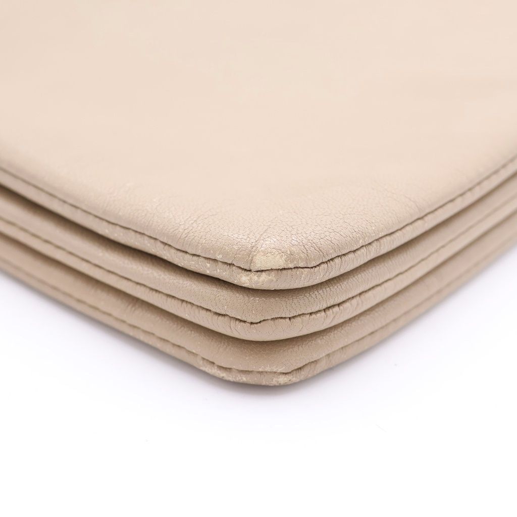 Celine Trio Small Leather Shoulder Bag Pouch Pochette Beige — view 6