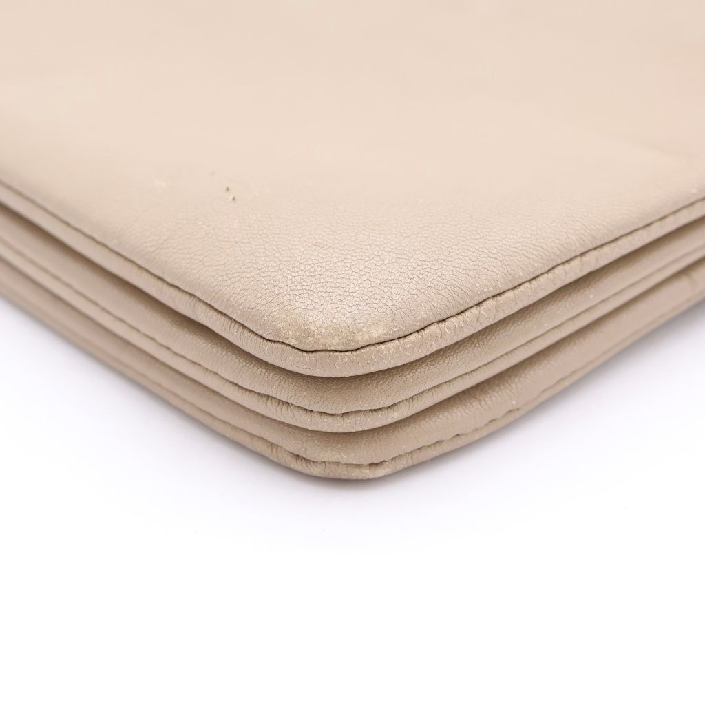 Celine Trio Small Leather Shoulder Bag Pouch Pochette Beige — view 5