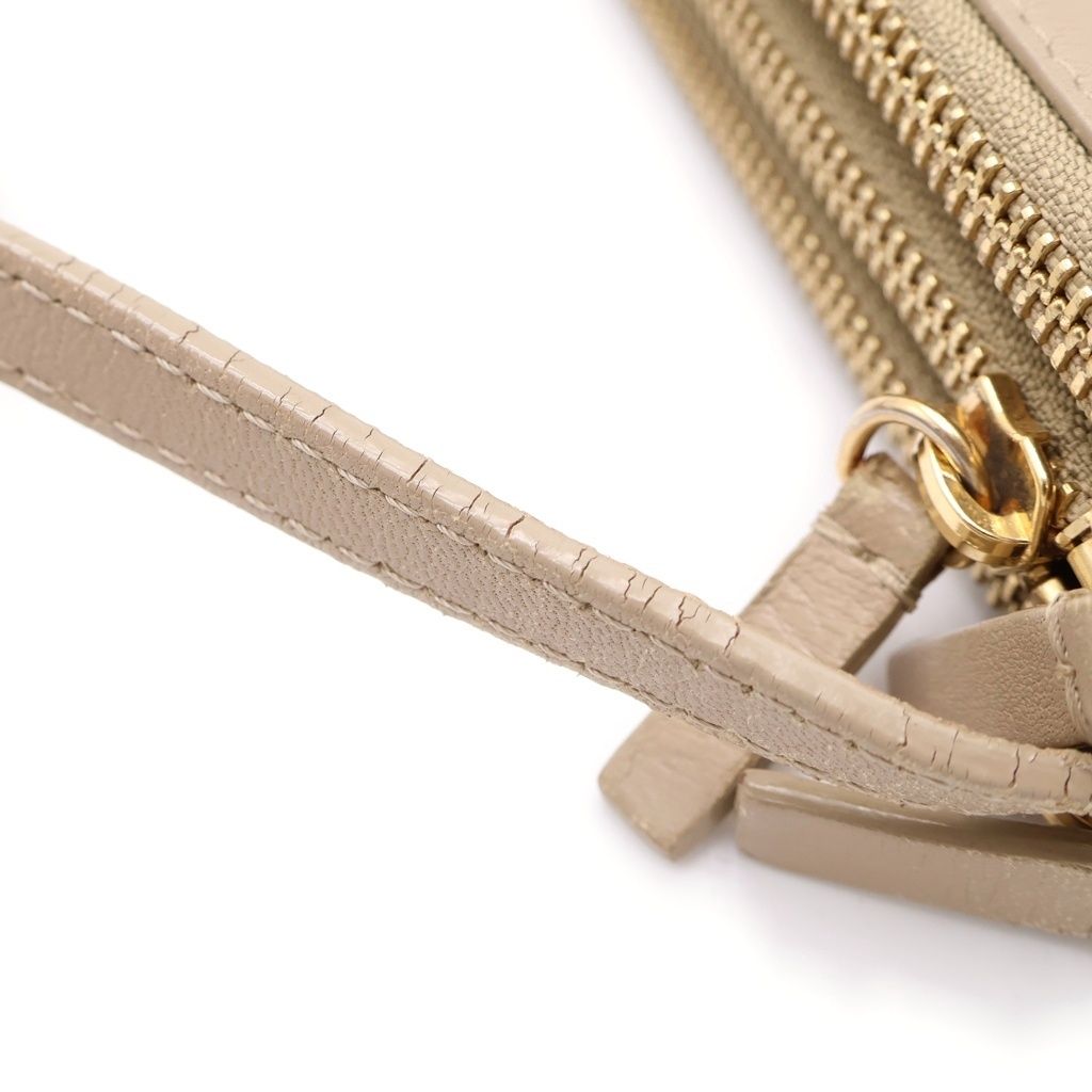 Celine Trio Small Leather Shoulder Bag Pouch Pochette Beige — view 7