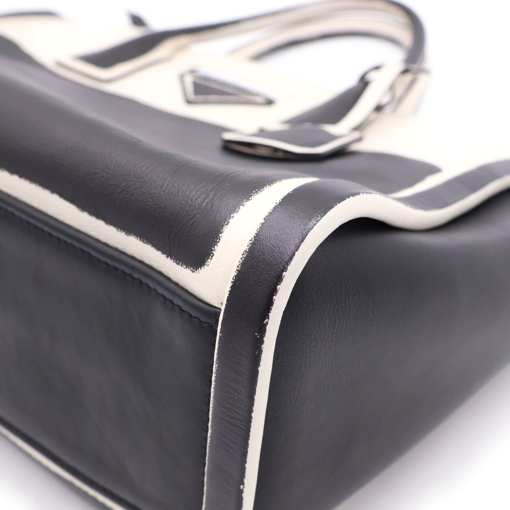 Prada Gray Slux 2-Way Shoulder Bag Black White Leather Silver — view 5