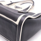 Prada Gray Slux 2-Way Shoulder Bag Black White Leather Silver — view 5
