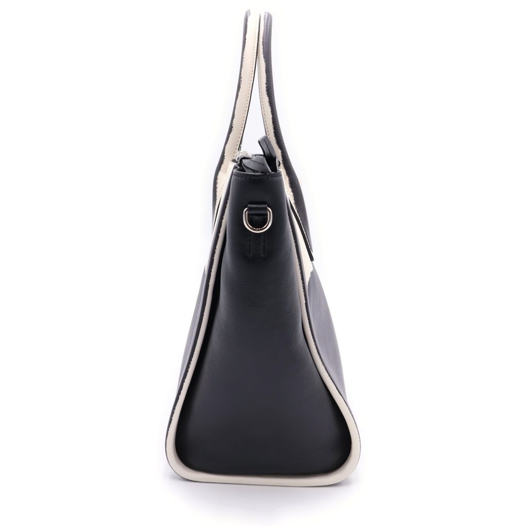 Prada Gray Slux 2-Way Shoulder Bag Black White Leather Silver — view 3