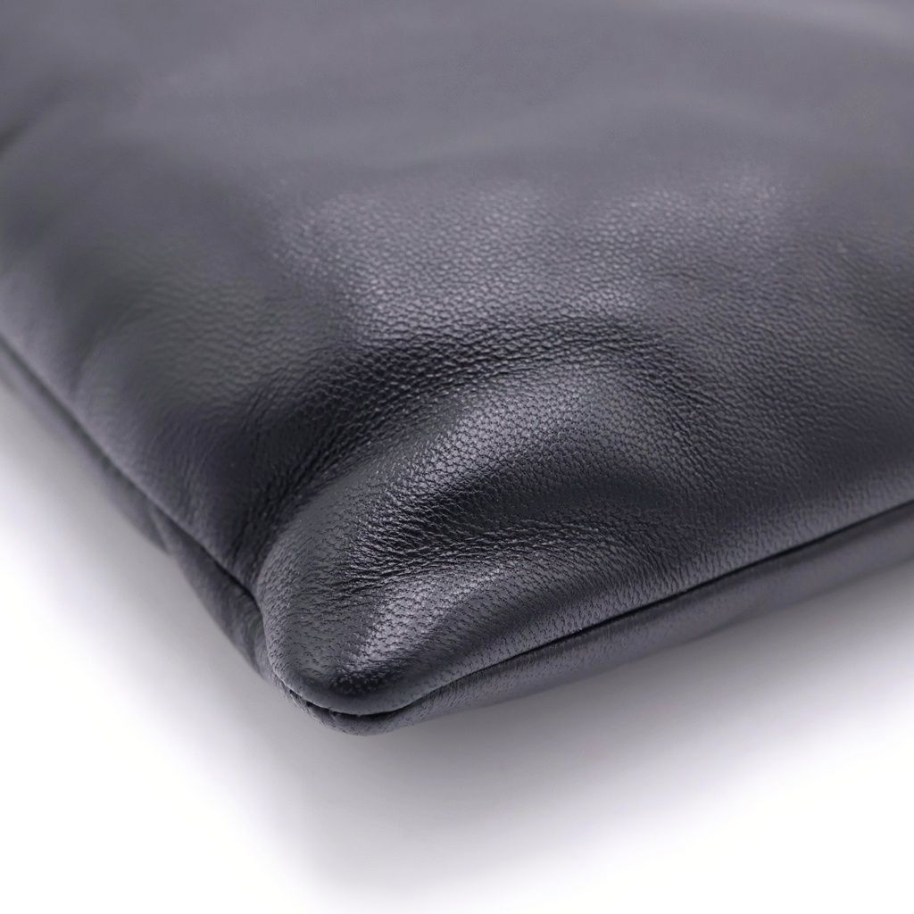 Saint Laurent Paris Puffy Pouch Clutch Large Leather Black — view 6