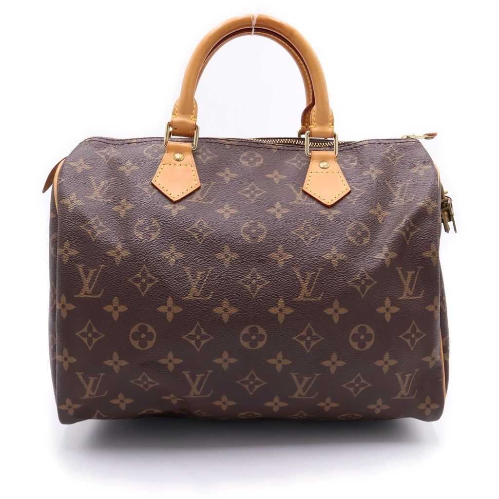 Louis Vuitton Monogram Speedy 30 Handbag Gold Cadena Brown
