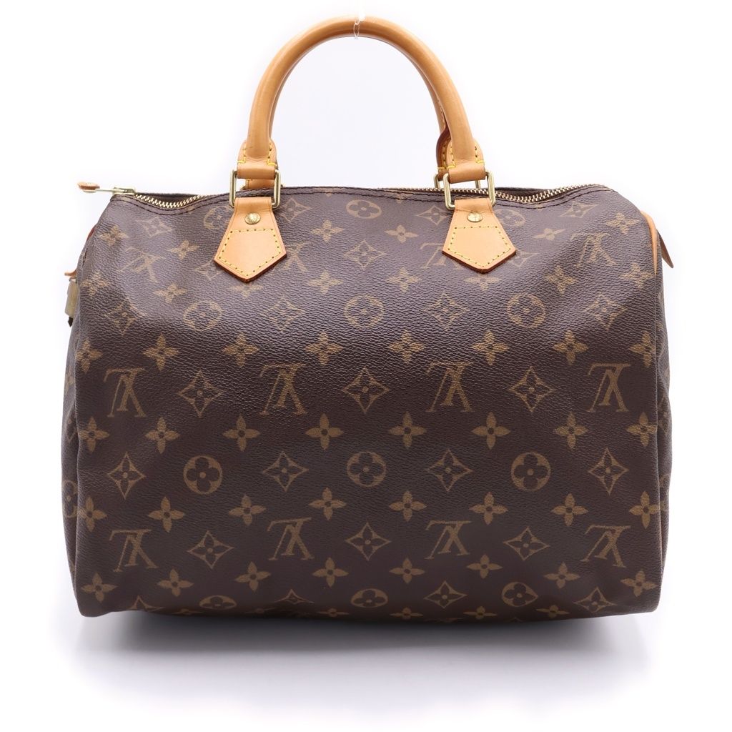 Louis Vuitton Monogram Speedy 30 Handbag Gold Cadena Brown — view 2