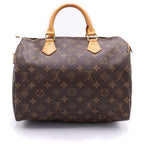 Louis Vuitton Monogram Speedy 30 Handbag Gold Cadena Brown — view 2