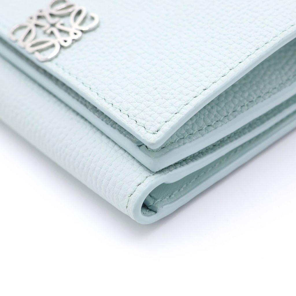 Loewe Anagram Logo Plate Trifold Leather Compact Wallet Light Blue — view 5