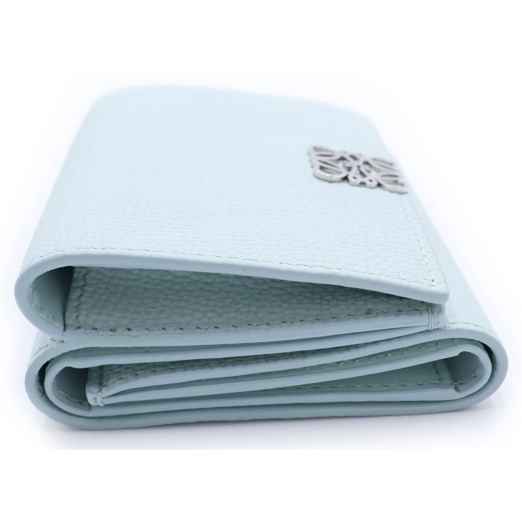 Loewe Anagram Logo Plate Trifold Leather Compact Wallet Light Blue — view 3