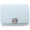 Loewe Anagram Logo Plate Trifold Leather Compact Wallet Light Blue