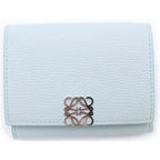 Loewe Anagram Logo Plate Trifold Leather Compact Wallet Light Blue