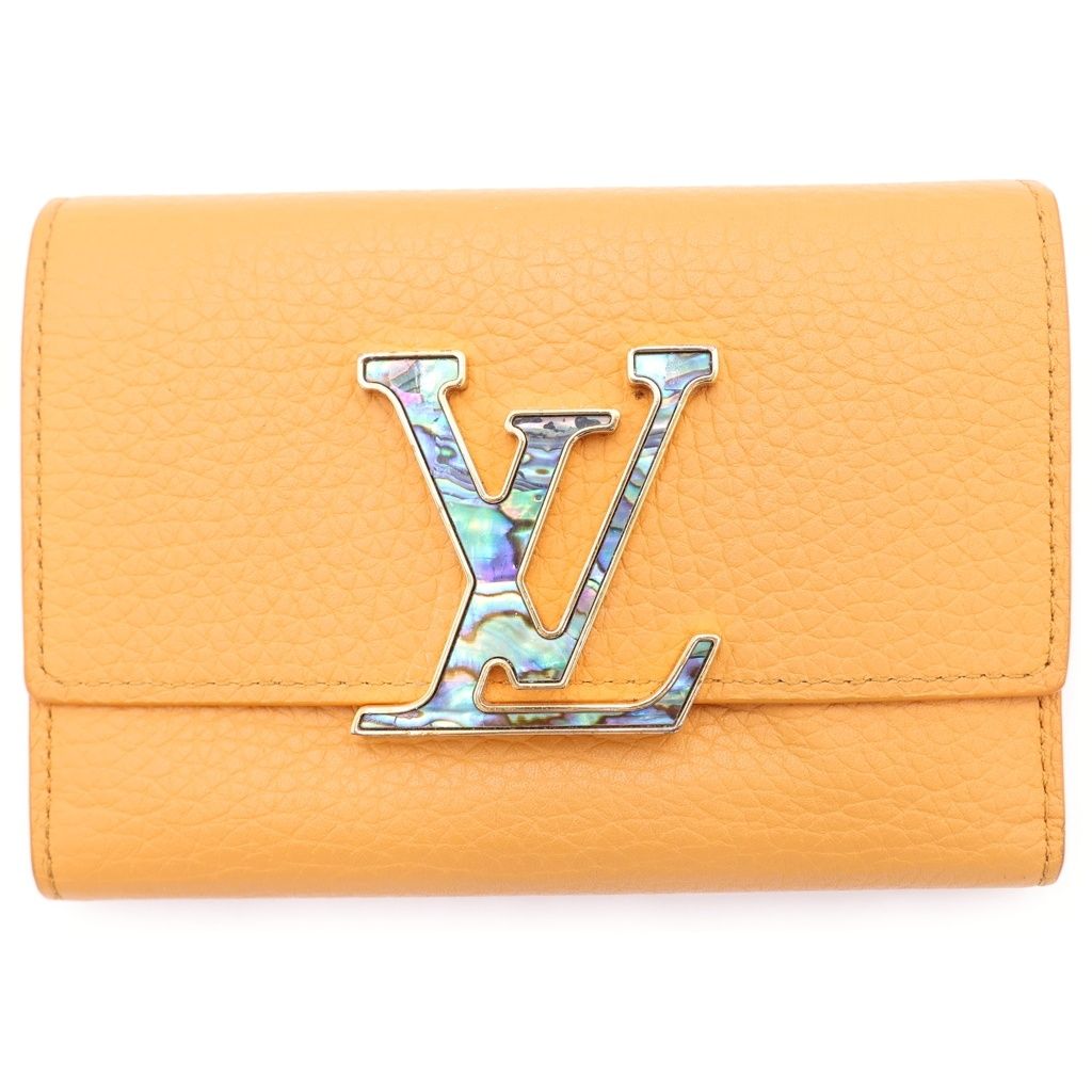 Louis Vuitton Portefeuille Capucines Compact Wallet Trifold Leather Saffron