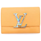 Louis Vuitton Portefeuille Capucines Compact Wallet Trifold Leather Saffron