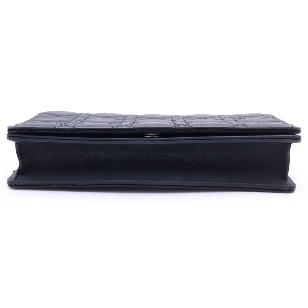 Dior Lady Cannage Pouch Chain Shoulder Bag Black Leather — view 4