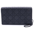 Dior Lady Cannage Pouch Chain Shoulder Bag Black Leather