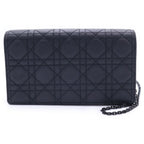 Dior Lady Cannage Pouch Chain Shoulder Bag Black Leather