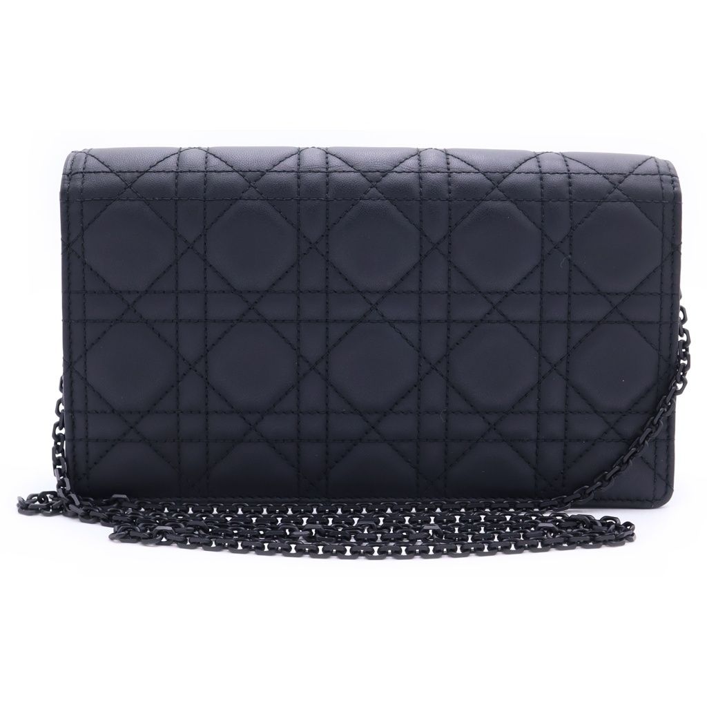Dior Lady Cannage Pouch Chain Shoulder Bag Black Leather — view 2